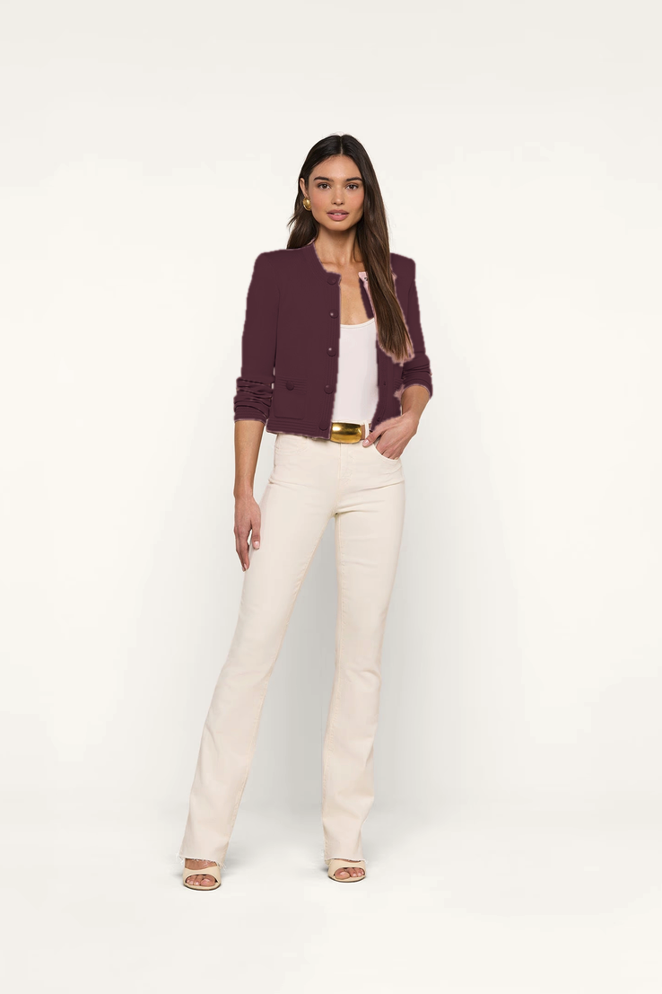 L'Agence Patsy Crop Crew Cardigan Deep Mahogany
