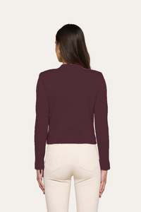 L'Agence Patsy Crop Crew Cardigan Deep Mahogany