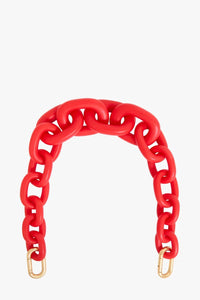 Clare V CVS1000692-BTPOP-OS Bandoulière courte à maillons gradués en résine mate, coquelicot éclatant