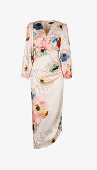 Smythe Asymmetrical Midi Dress Blush Multi
