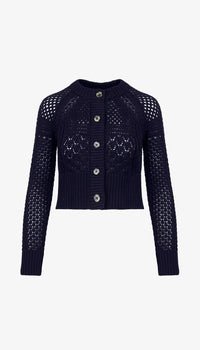 Smythe Crochet Cardigan Navy