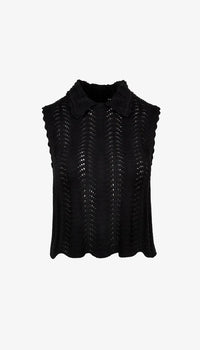 Débardeur en Crochet à Col Club Smythe Noir