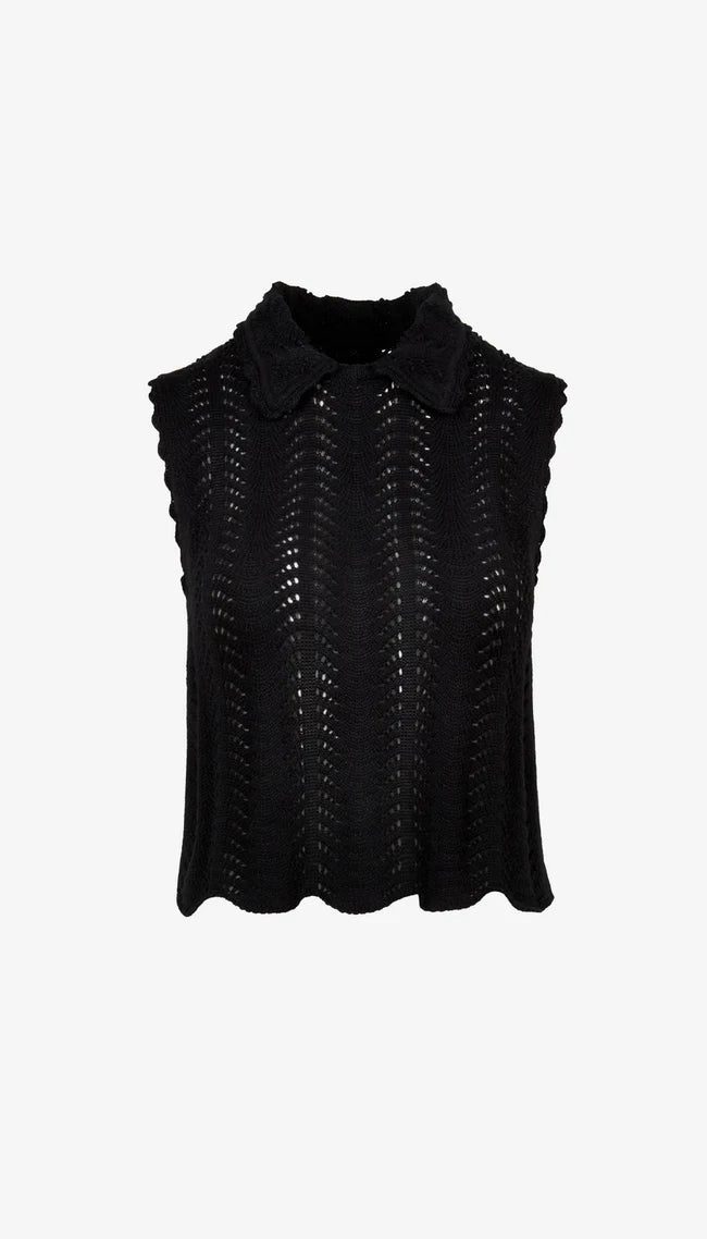 Débardeur en Crochet à Col Club Smythe Noir