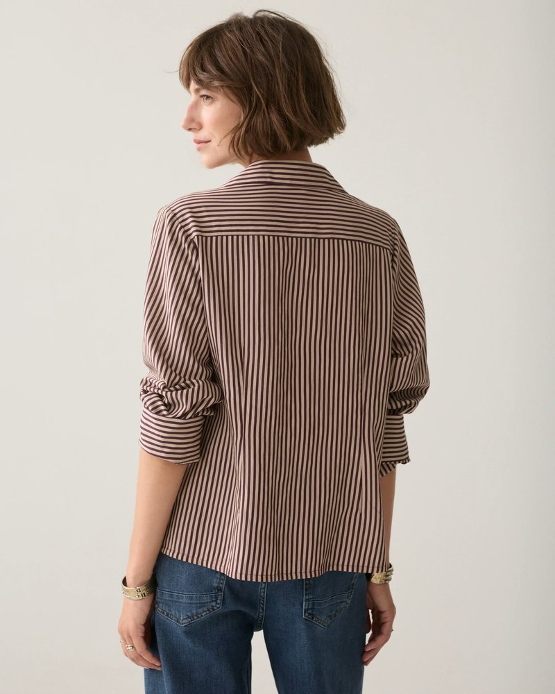 Summum Blouse Two Tone Stripe - Dark Burgundy