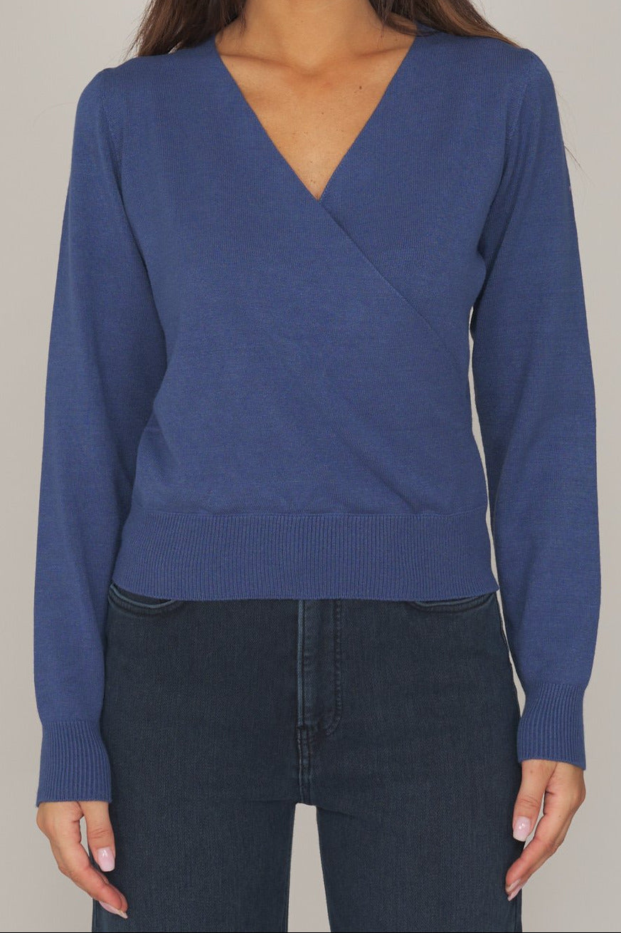 Twinset en maille à manches longues, bleu indigo