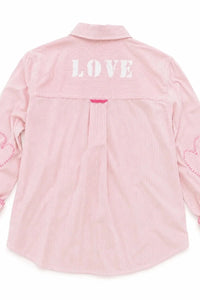 Kerri Rosenthal Tia Love Stripe Shirt - Hardly Pink-White