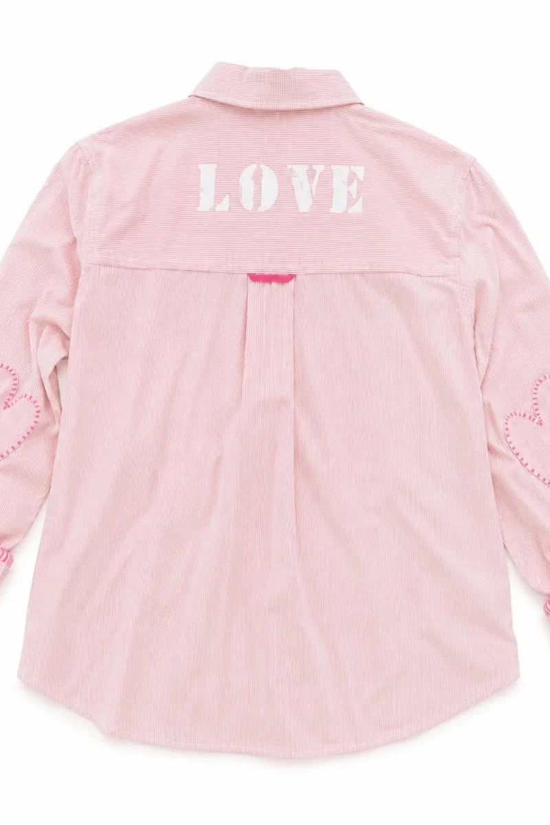 Kerri Rosenthal Tia Love Stripe Shirt - Hardly Pink-White