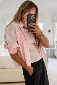 Kerri Rosenthal Tia Love Stripe Shirt - Hardly Pink-White