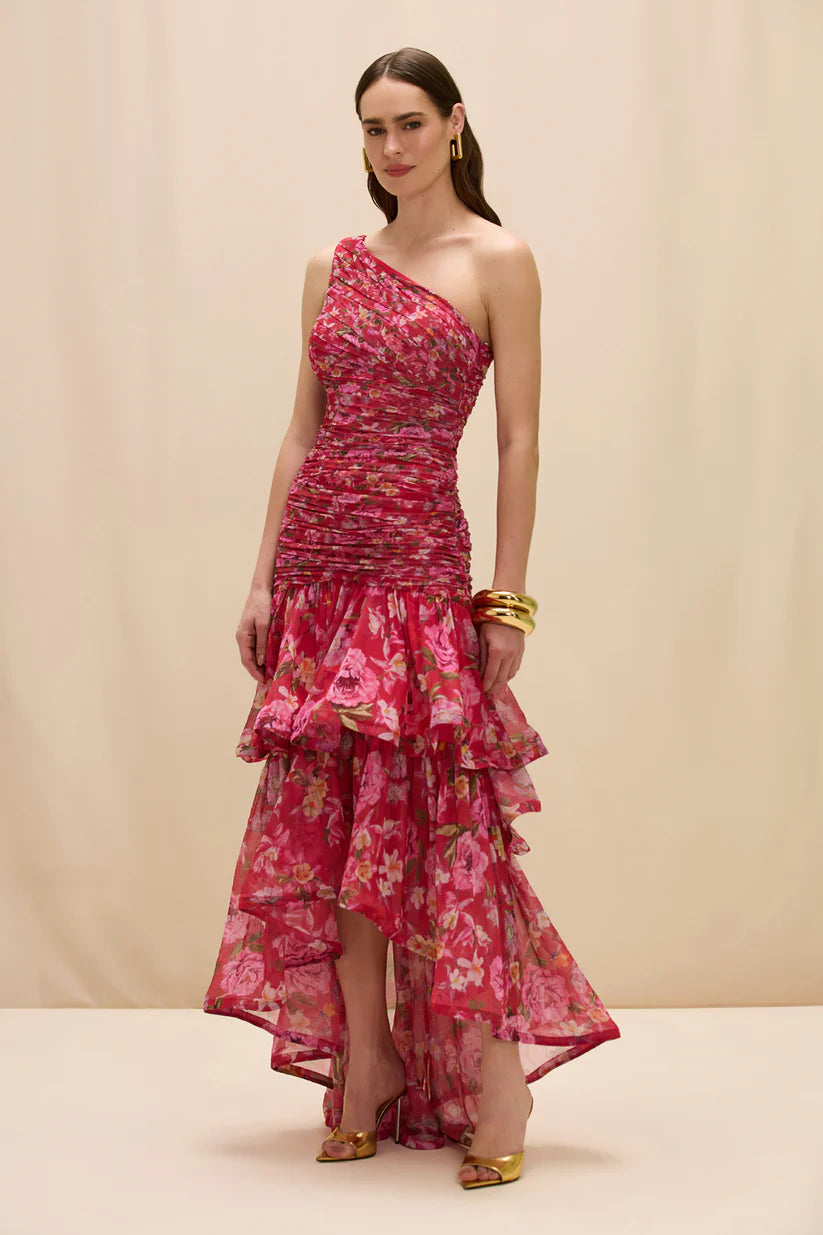 PatBo Peony Dot Long Dress - Red
