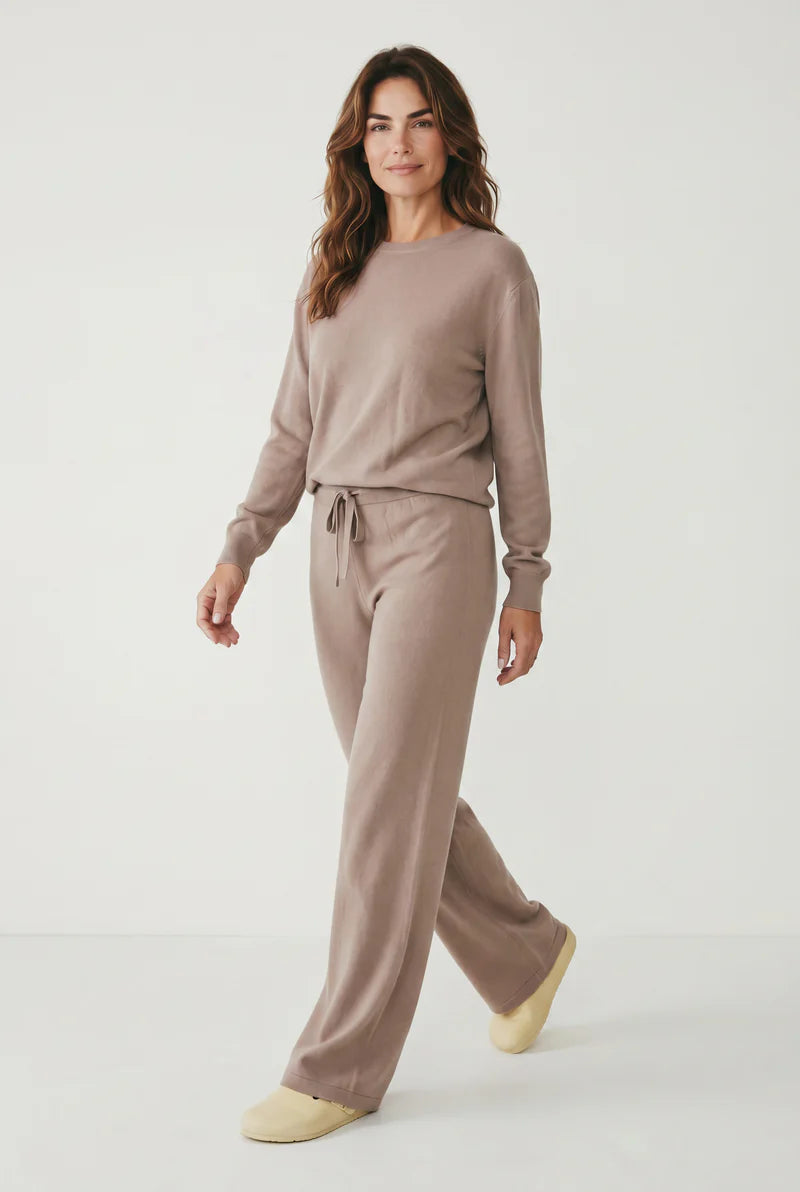 Pantalon à cordon en coton biologique tricoté Majestic Filatures Coffee Latte