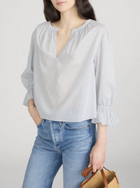 Frame The Poet Blouse Ocean Blue Multi