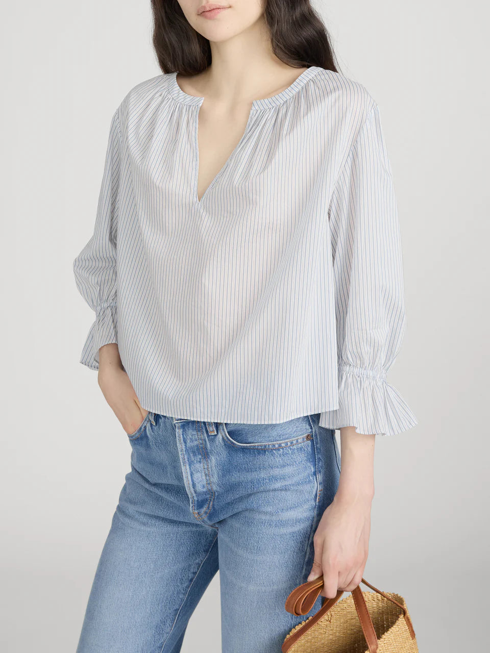 Frame The Poet Blouse Ocean Blue Multi