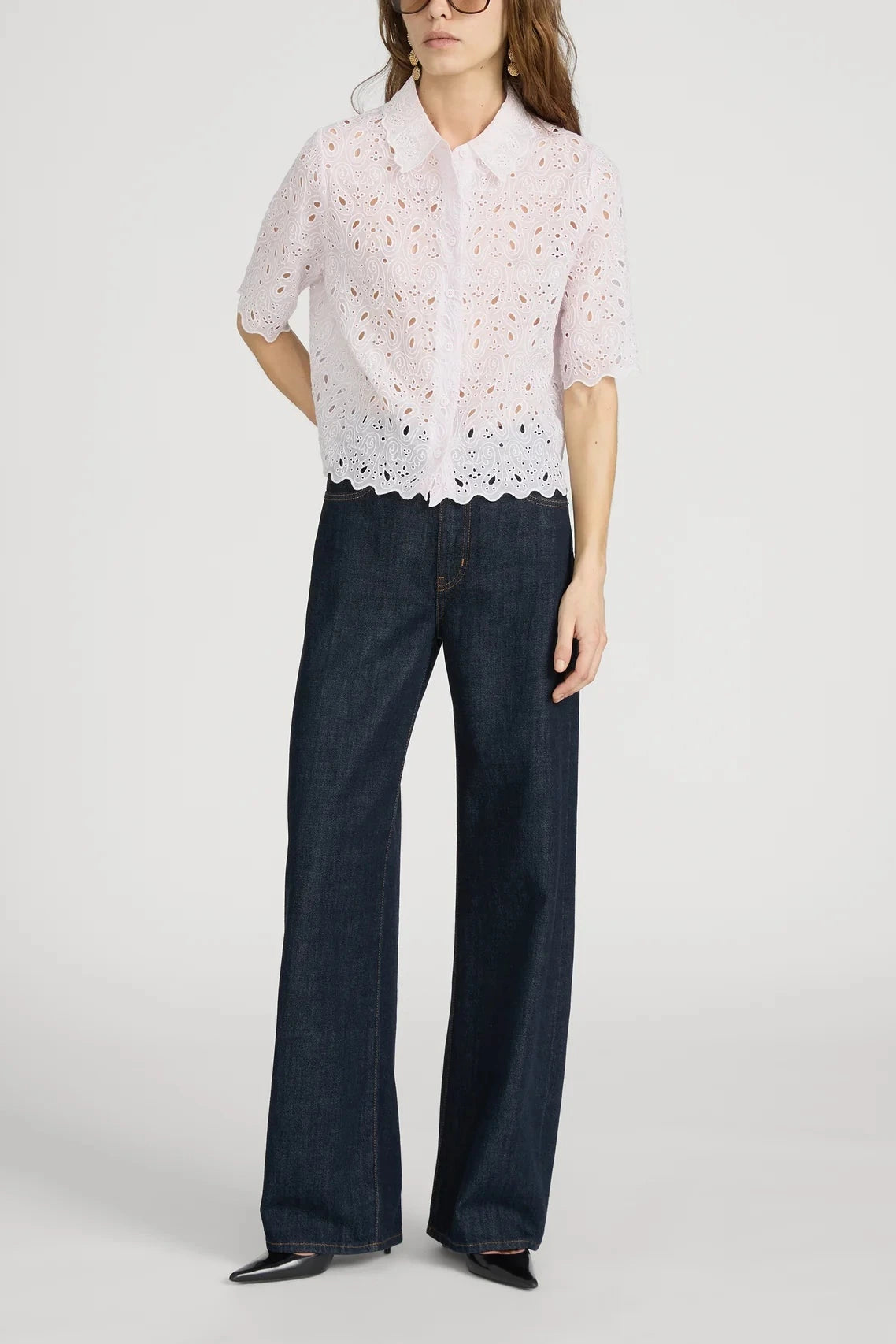 Frame The Paisley Eyelet Shirt Bubble Gum