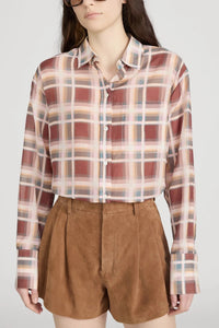 Frame The Plaid boy Shirt Silver Peony Plaid