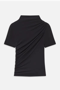 Frame The Short-Sleeve Draped Top Black