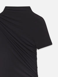 Frame The Short-Sleeve Draped Top Black