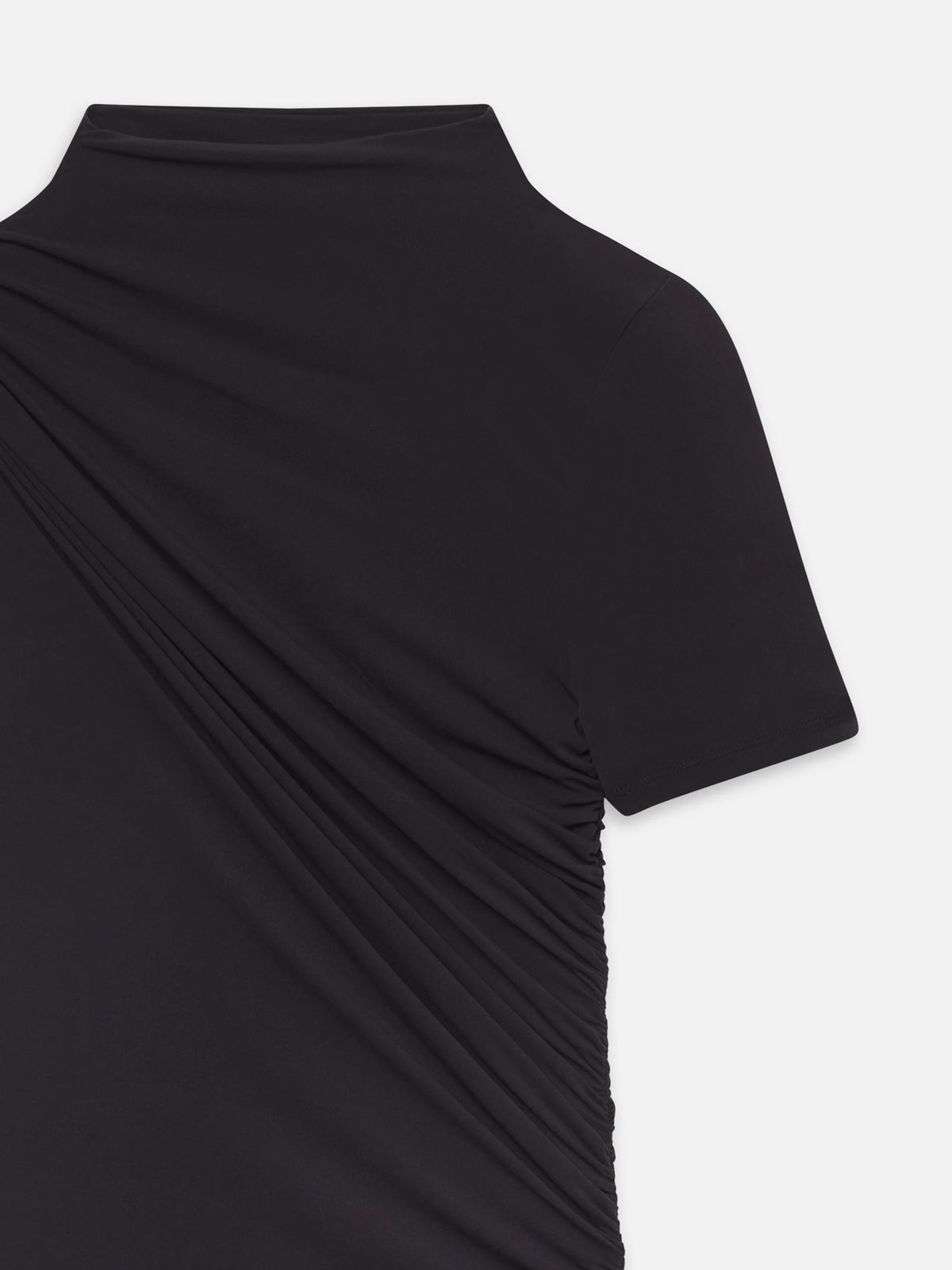 Frame The Short-Sleeve Draped Top Black
