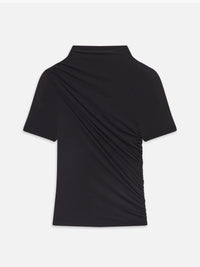 Frame The Short-Sleeve Draped Top Black
