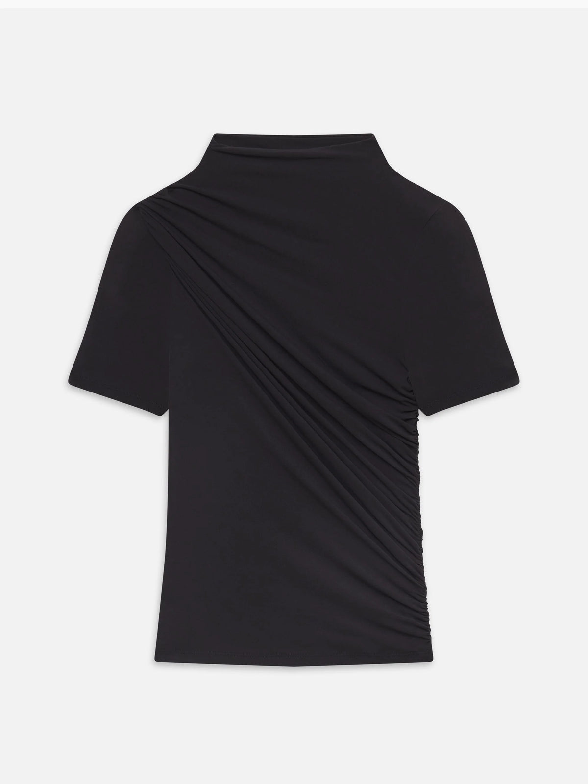 Frame The Short-Sleeve Draped Top Black