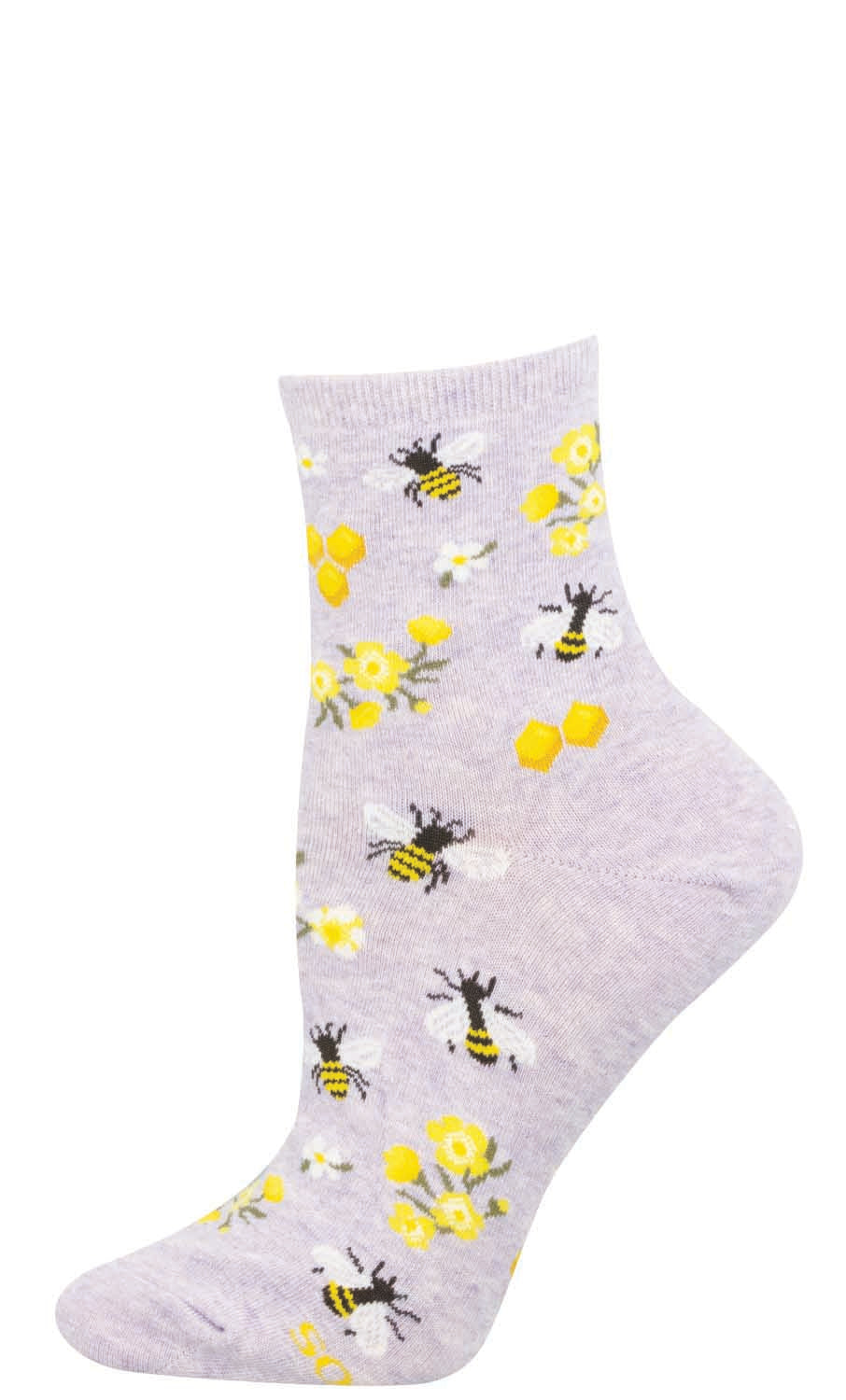 Socksmith HONEY BEE FLORAL PURPLE HEATHER