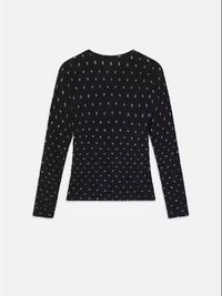 Frame Dotted Stretch Mesh Top