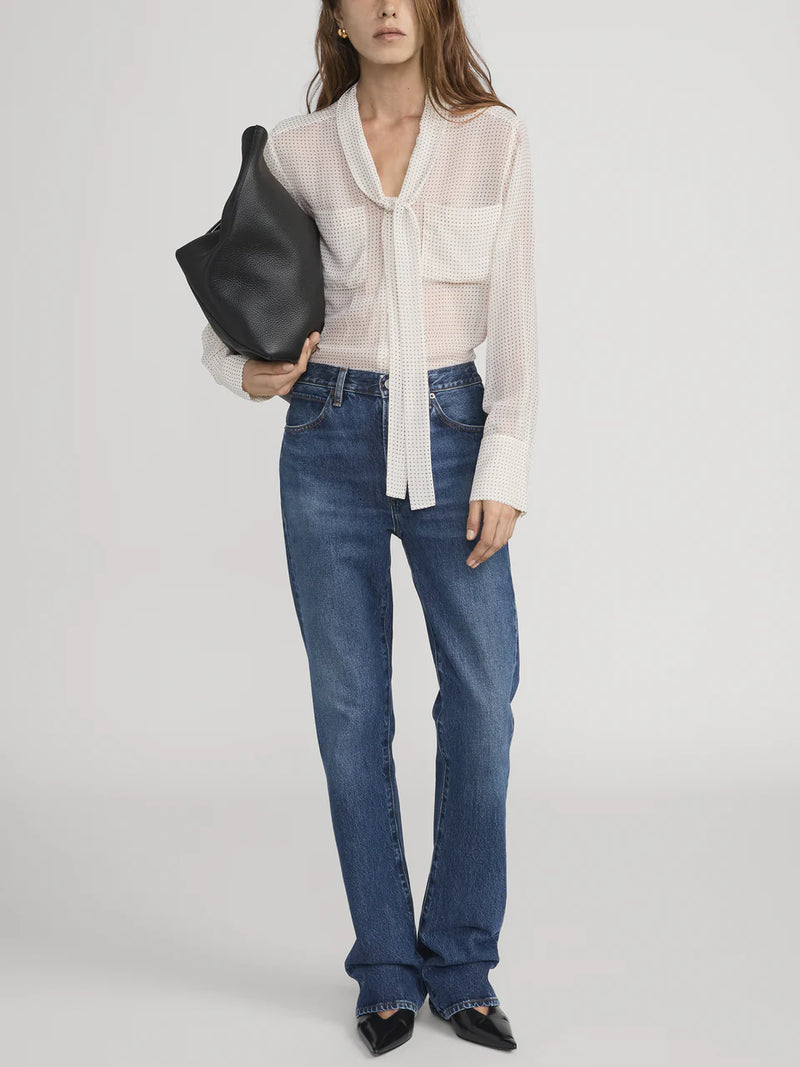 Frame Polka Dot Modern Tie Blouse