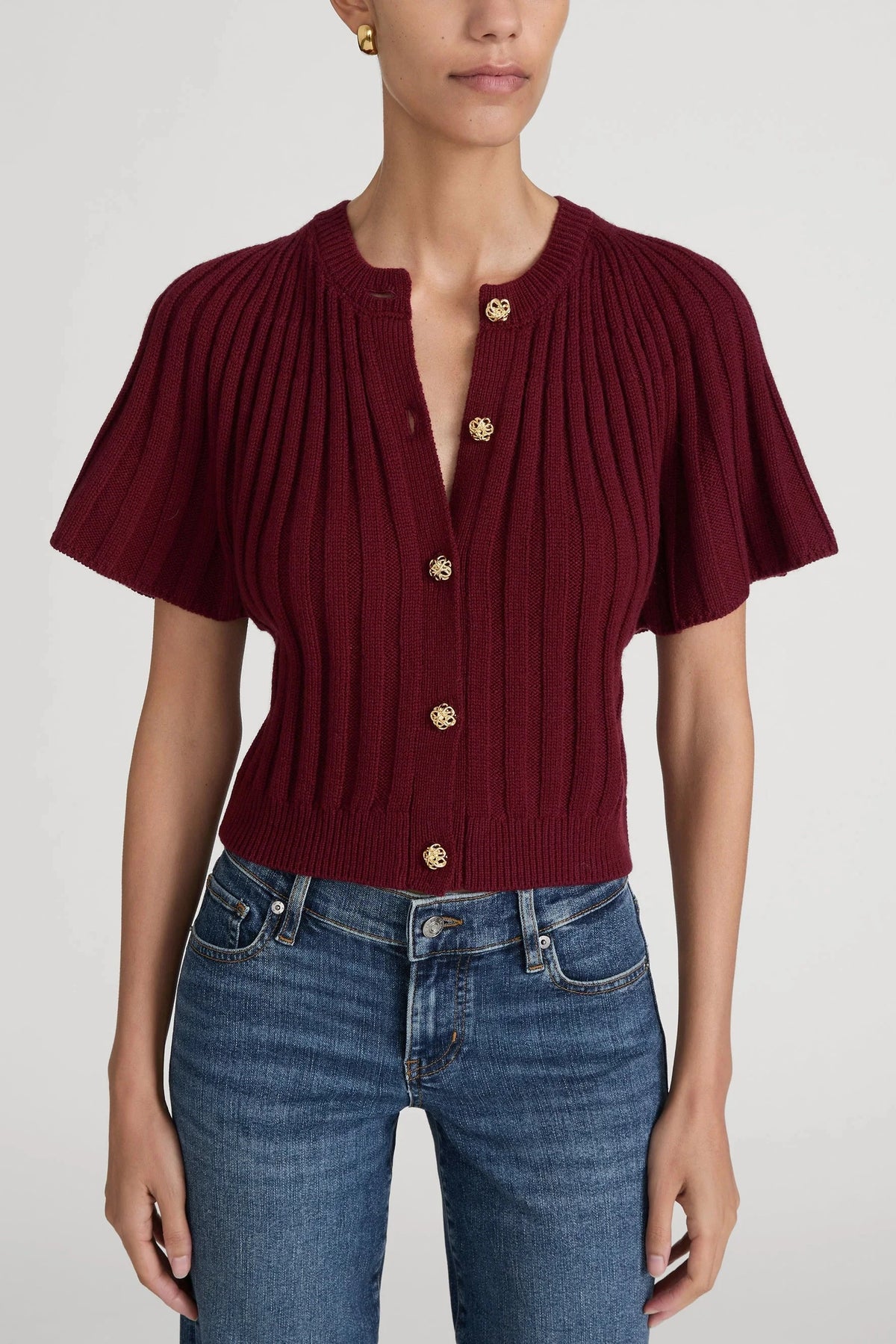 Frame The Flutter Cardi Deep Garnet