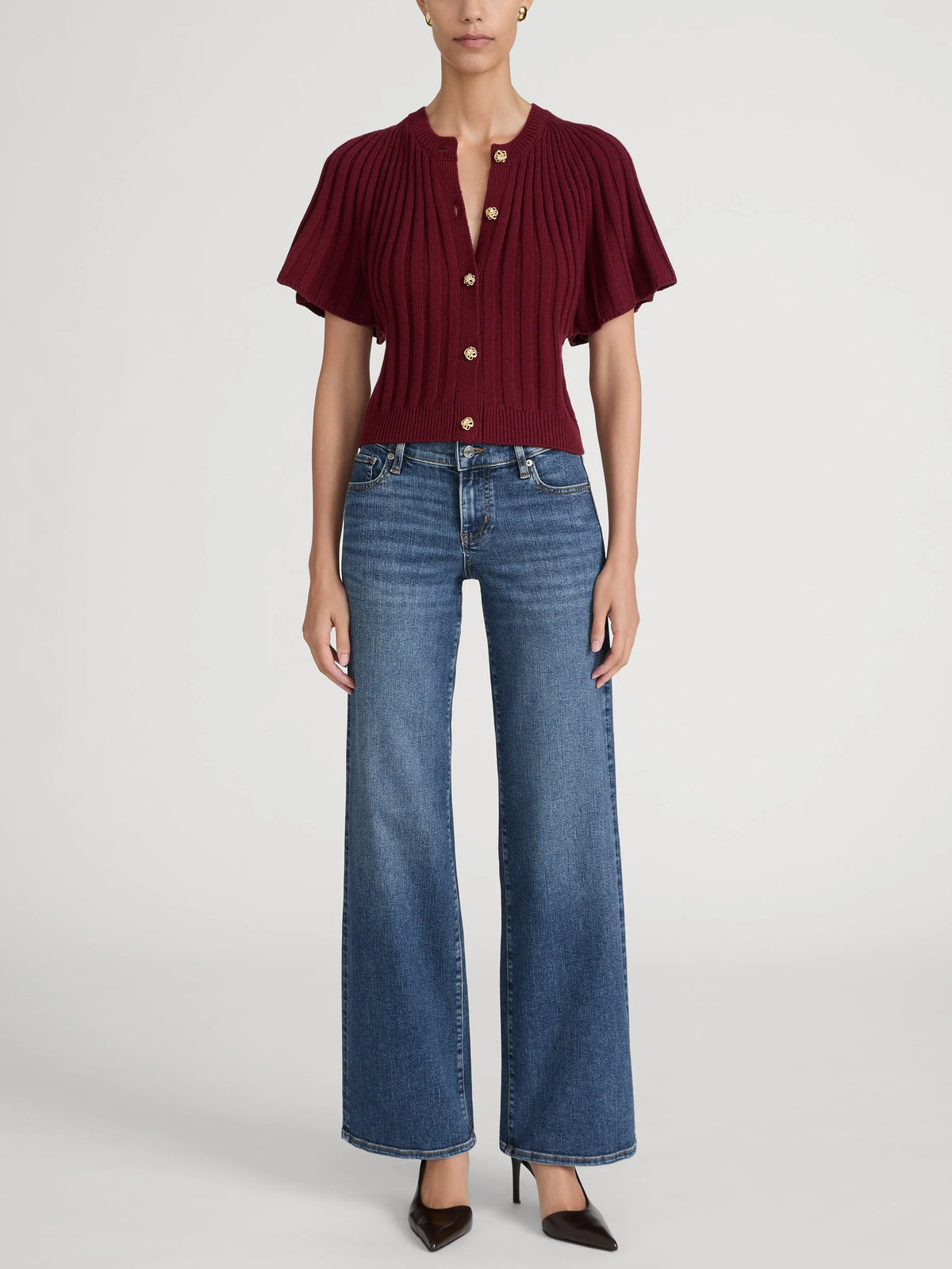 Frame The Flutter Cardi Deep Garnet
