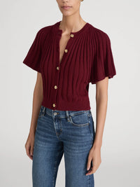 Frame The Flutter Cardi Deep Garnet