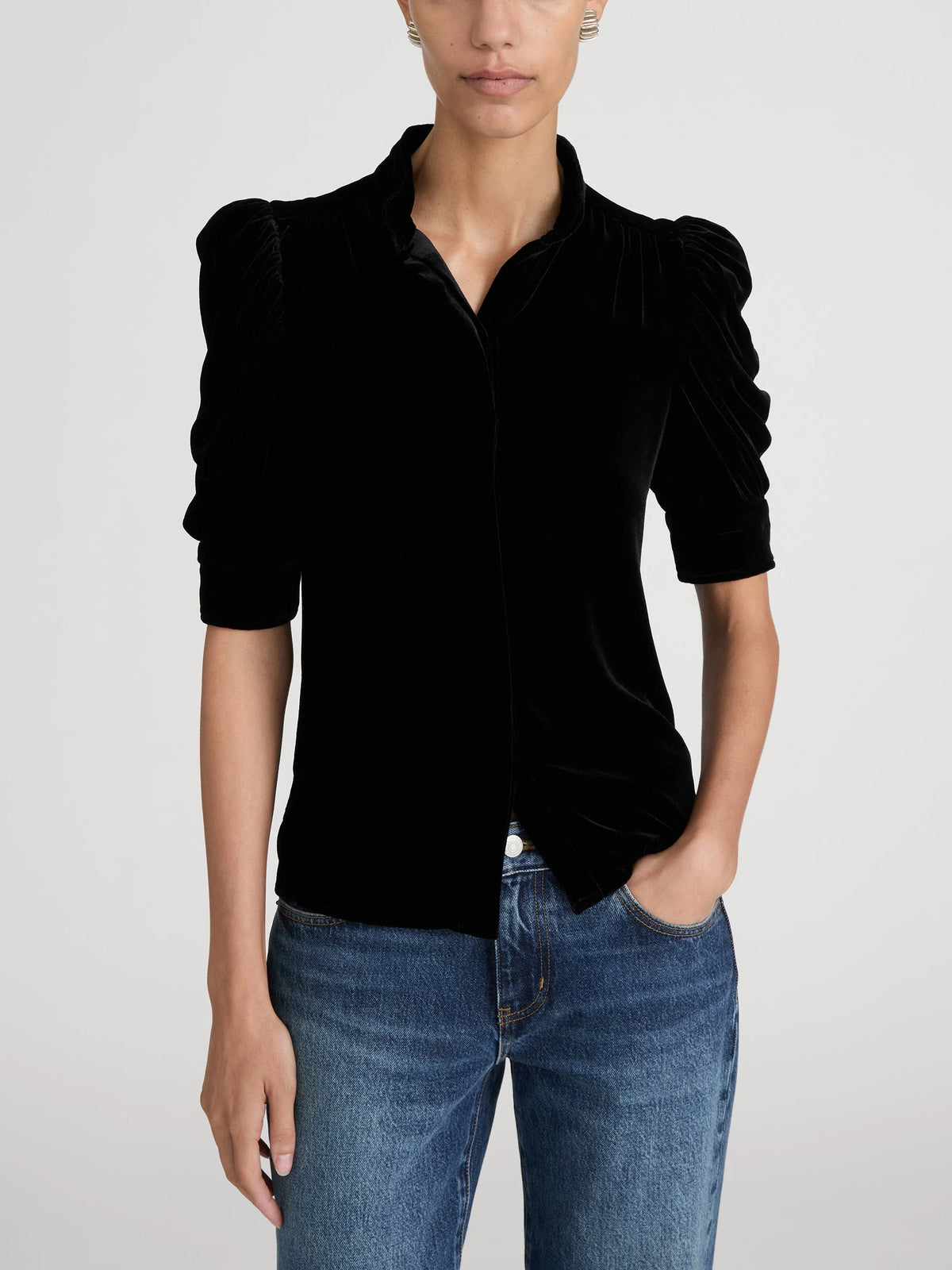 Frame The Velvet Gillian Top Black