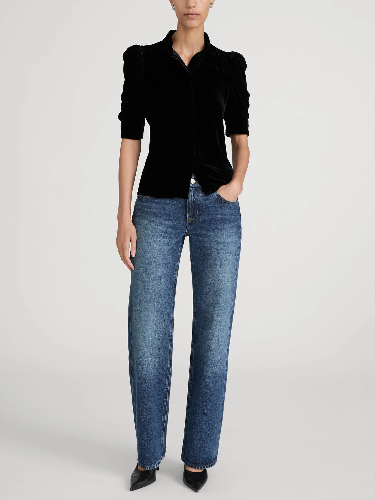 Frame The Velvet Gillian Top Black