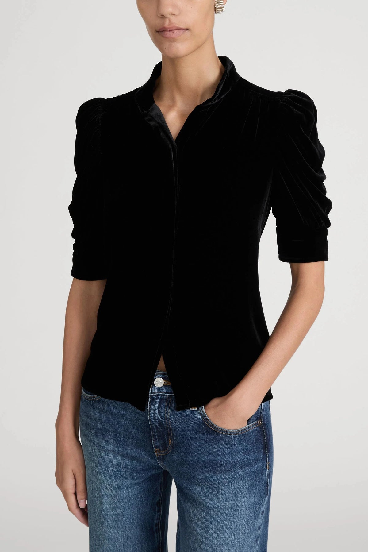 Frame The Velvet Gillian Top Black
