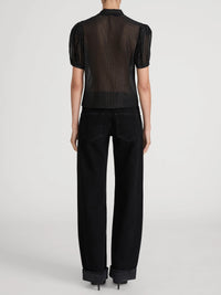 Frame The Lurex Sonnet Blouse Black Stripe