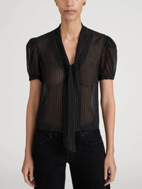 Frame The Lurex Sonnet Blouse Black Stripe