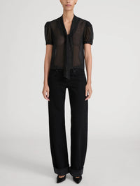 Frame The Lurex Sonnet Blouse Black Stripe