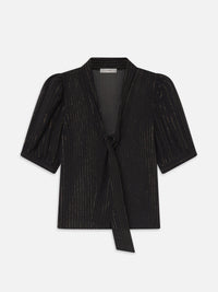 Frame The Lurex Sonnet Blouse Black Stripe
