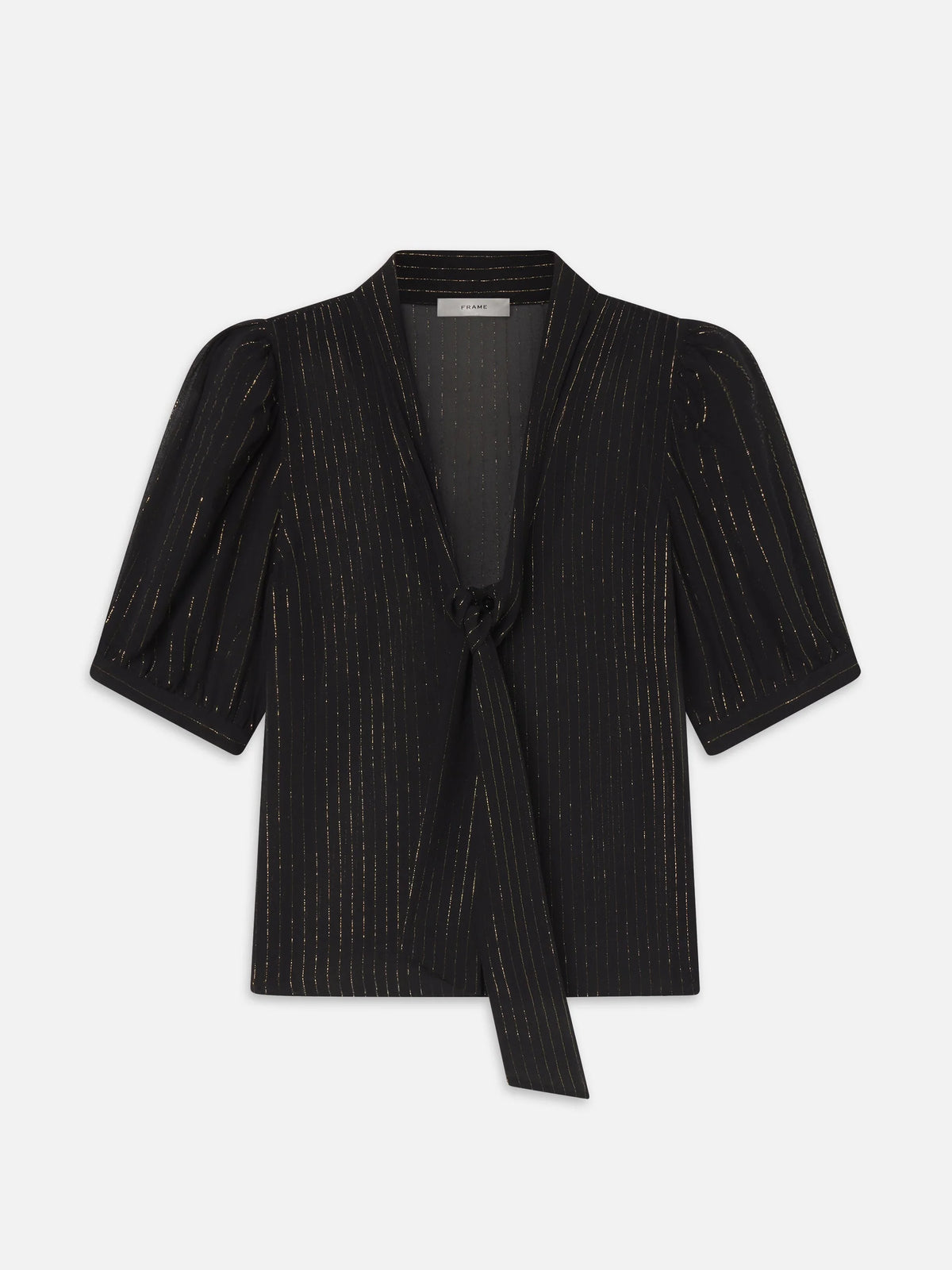 Frame The Lurex Sonnet Blouse Black Stripe