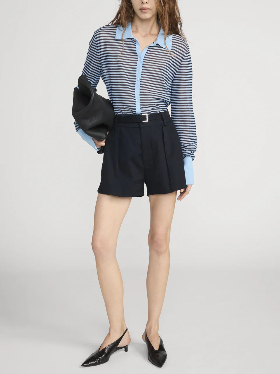 Frame Le Cardigan à col Bleu poudre multi