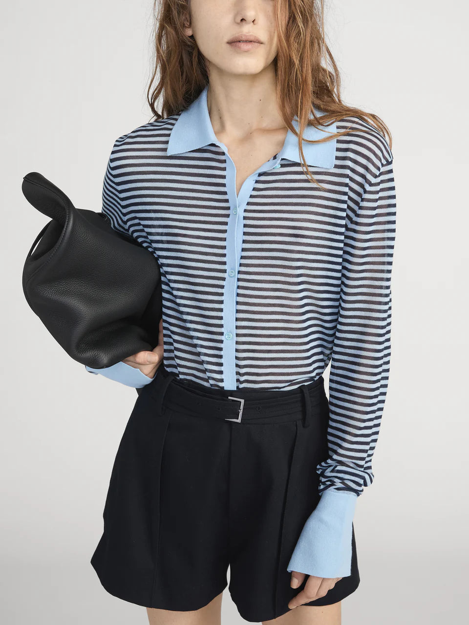 Frame Le Cardigan à col Bleu poudre multi