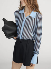 Frame Le Cardigan à col Bleu poudre multi