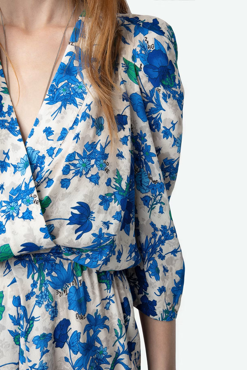 Mini-robe en crêpe Ruz Zadig & Voltaire avec fleurs de jardin