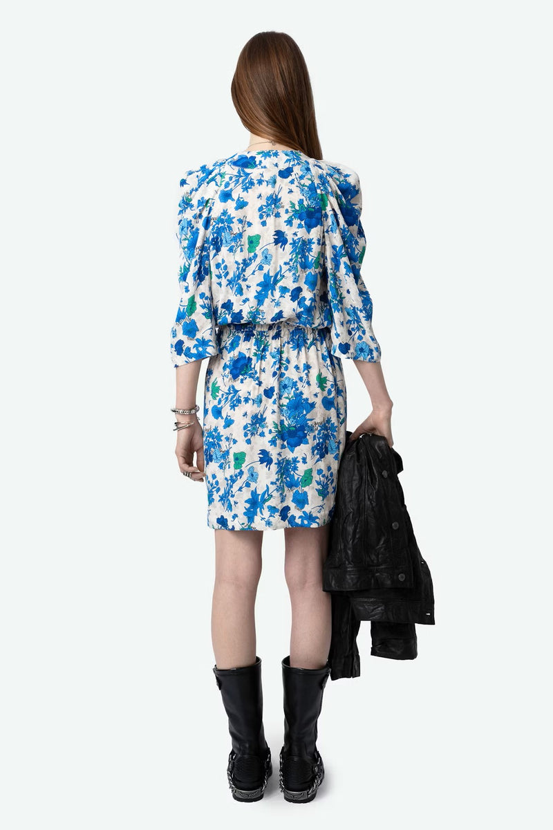 Mini-robe en crêpe Ruz Zadig & Voltaire avec fleurs de jardin