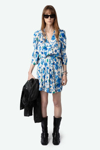 Zadig & Voltaire Ruz Crepe Mini Dress with Garden Flowers