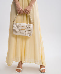 Sac messager en cuir Twinset avec appliqués en fleurs