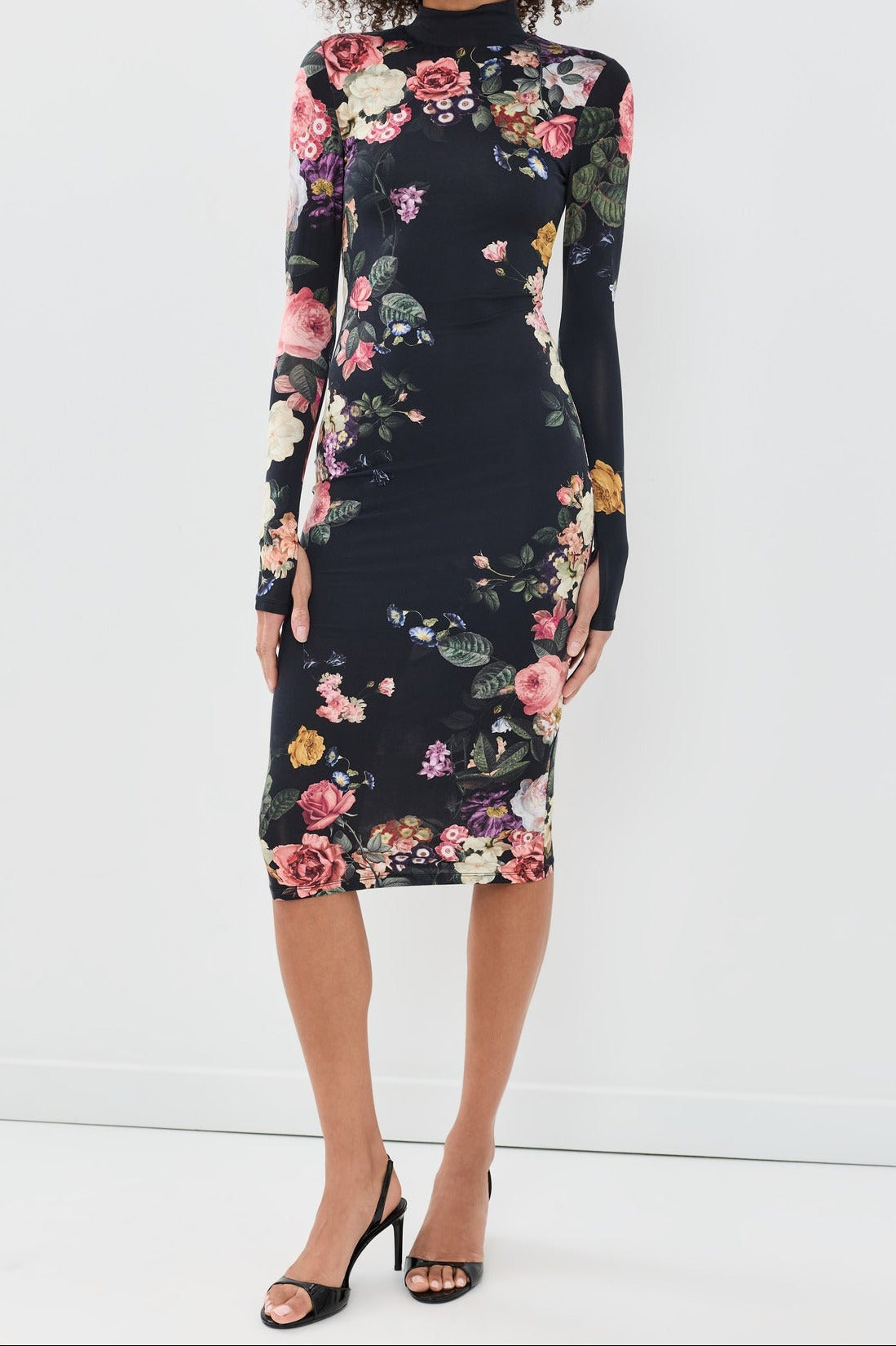 Alice + Olivia Delora Tank Midi Dress Hollywood Dreams Black