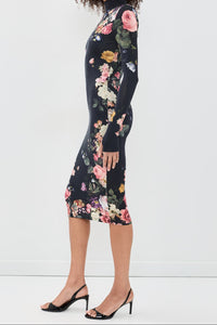 Alice + Olivia Delora Tank Midi Dress Hollywood Dreams Black