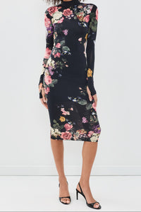 Alice + Olivia Delora Tank Midi Dress Hollywood Dreams Black