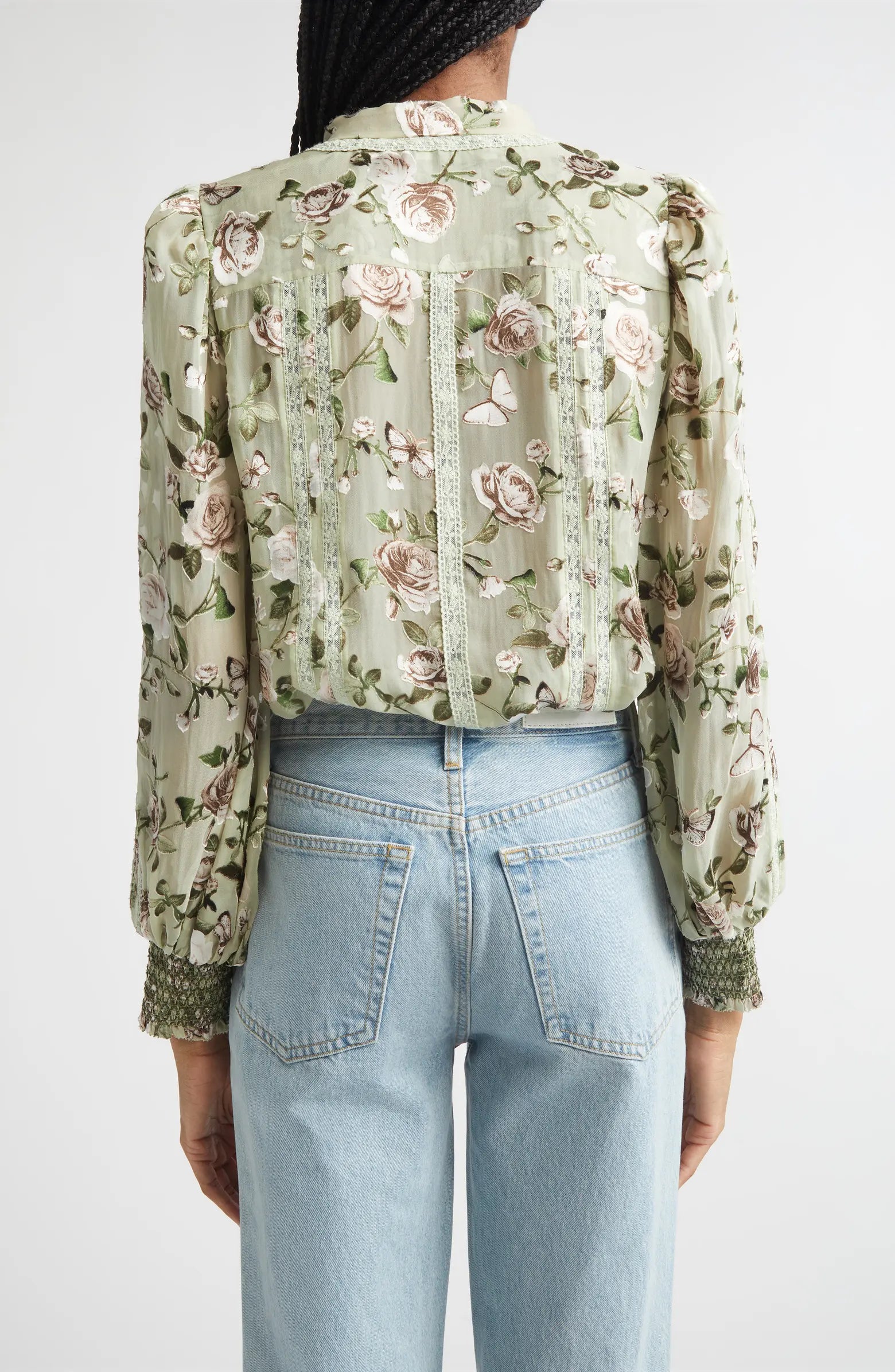 Chemise Arlette avec bordure en dentelle florale Alice + Olivia