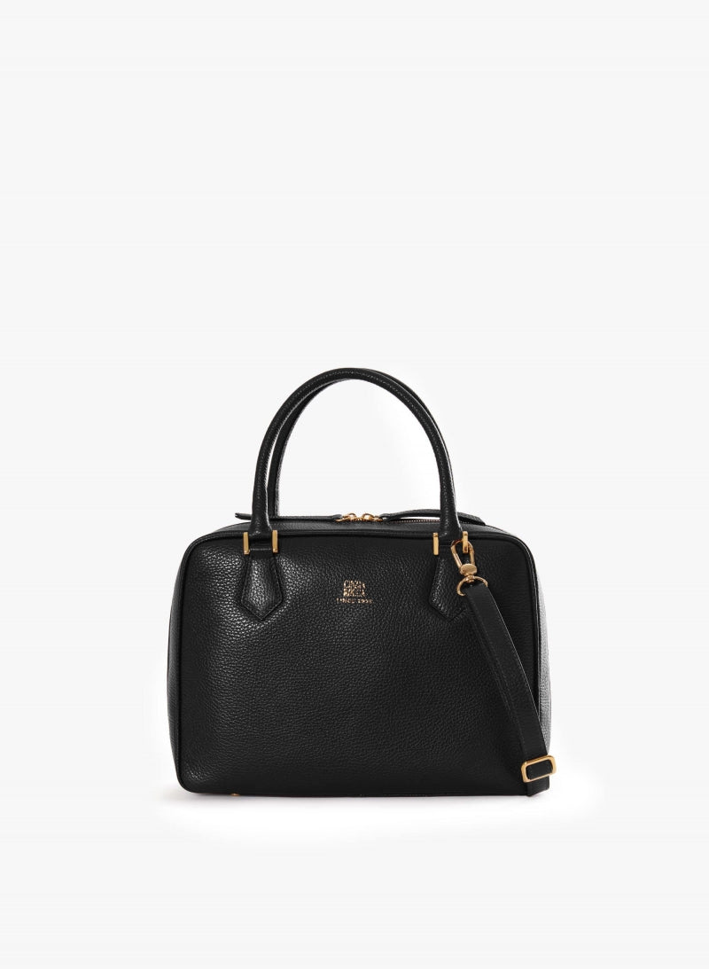 Sac Cinzia Rocca noir en cuir véritable à double fermeture éclair - noir
