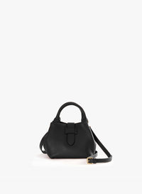 Cinzia Rocca Sac à bandoulière noir en cuir avec poignée intégrée et bandoulière - Noir